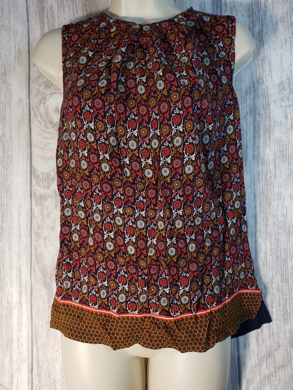 Vanessa Virginia by Anthropologie sleeveless Geometric Boho Blouse Small